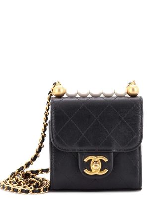 Chanel Chic Pearls Flap Clutch with Chain Quilted Goatskin Mini crossbody bag - women - Other - One Size - Black