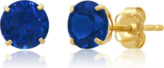 MAX + STONE 14k Yellow Gold 6MM Round Stud Gemstone Earrings