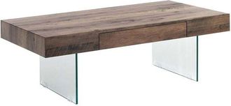 Oresteluchetta Mesa De Centro Moderna De Madera Con Patas De Vidrio 110x60cm Manhattan