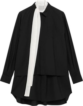 sacai Suiting Jurk - Dames - Shirt Kleedjes - Zwart - M - Wol - Kleedjes