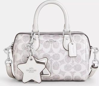 Coach Boxed Mini Rowan Crossbody Bag And Mirror Bag Charm Set In Signature Canvas