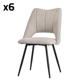 ML Design Sillas de comedor, set de 6, beige, cubierta de tela