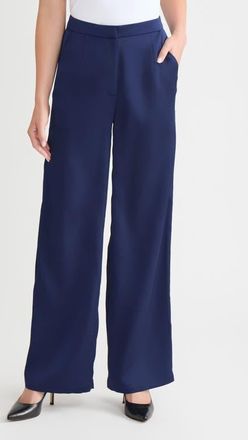 Misook x Lani Lynn Crêpe de Chine Wide Leg Pants in Moonlit Navy at Nordstrom, Size Xx-Large