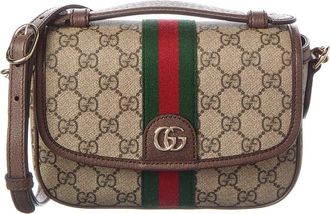 Gucci Ophidia Small Gg Supreme Canvas & Leather Top Handle Shoulder Bag