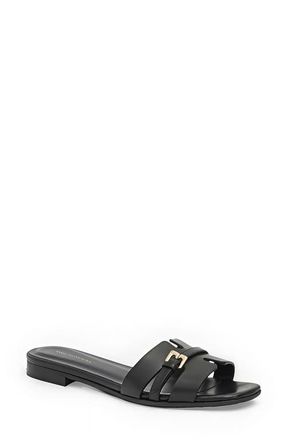 Bruno Magli Farra Slide Sandal in Black Leather at Nordstrom, Size 10.5