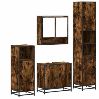 Berkfield Home 4&not;Piece Bathroom Furniture Set&not;Smoked Oak Engineered Wood in Brown