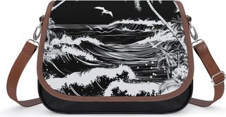 Generic Palm Tree Black Crossbody Bags for Women Shoulder Messenger Bag Purse Handbags