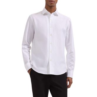 Bugatchi Alvin Shaped Fit Mini Check Button-Up Shirt in White at Nordstrom, Size Xx-Large