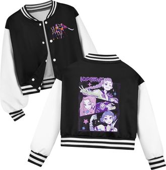 Generic Girls Boys Christmas Baseball Jacket Cute Anime Film Character D-Demons H-Hunters Prints Long Sleeve Xmas Sweatshirts with Pockets Anime Graphic Bombe