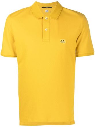 C.P. Company logo-patch polo shirt - men - Cotton/Spandex/Elastane - M - Yellow