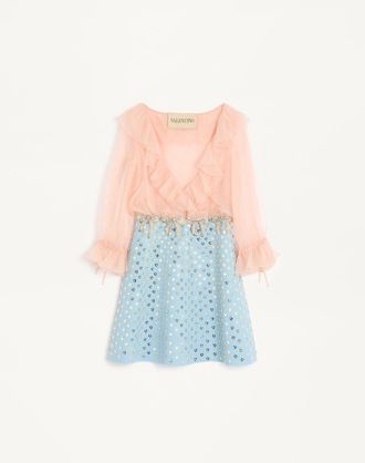 Valentino Embroidered Crepe Couture Short Dress Wo