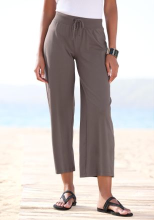 Beach Time 7/8-Strandhose BEACHTIME, Damen, Gr. 32/34, N-Gr, gr&uuml;n (khaki), Jersey, Obermaterial: 95% Baumwolle, 5% Elasthan, unifarben, figurumspielend 7/8-L&auml;nge