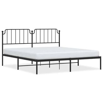 Berkfield Home Metal Bed Frame with Headboard Black 183x213 cm