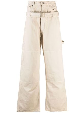 Off-white Pantaloni a gamba ampia con cintura - Toni neutri