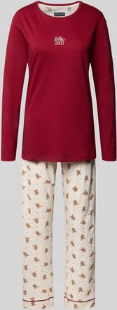 Happyshorts Happy Shorts Pyjama mit Rundhalsausschnitt Modell XMAS in Bordeaux, Größe XXL