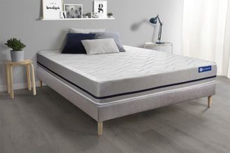 Actisom Somier gris + colch&oacute;n con espuma viscoel&aacute;stica 120 x 195