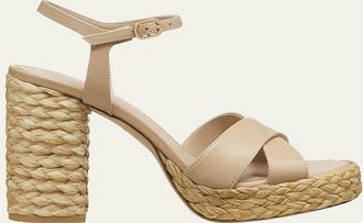 Stuart Weitzman Dayna Leather Crisscross Platform Sandals