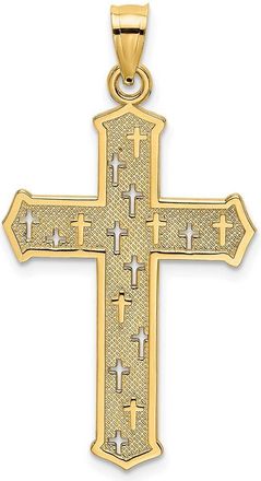 Diamond2Deal 14k Yellow Gold Arrow Tip Cross with Cross Accents Charm Pendant