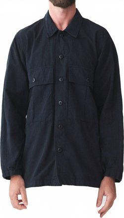 Sage De Cr&ecirc;t Mens High Density Cotton Hemp Work Shirt In Navy