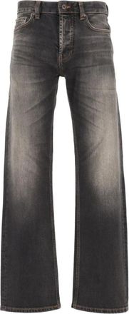 Emporio Armani Rechtepijps Jeans met Vijf Zakken - Heren - Loose Fit Jeans - Grijs - W36 - Leer - Jeans