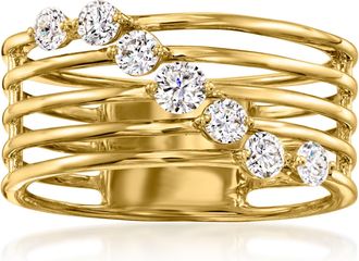 Ross-Simons Lab-Grown Diamond Multi-Row Ring in 18kt Gold Over Sterling