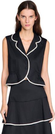 Sandro Beaded collar top in Black at Nordstrom, Size X-Large