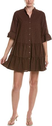 Anne Klein Petite Stand Collar Tiered Shirtdress