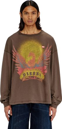Diesel Long sleeve T-shirt with Phoenix graphic - T-Shirts - Man - Brown