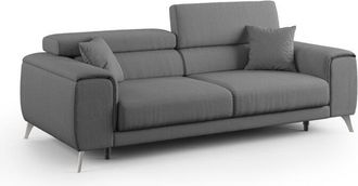 Divani.Store Fusion Sof&aacute; Con Asientos Deslizantes En Tela Suave Antimanchas 215 Cm Antracita