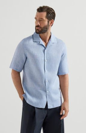 Brunello Cucinelli Short sleeve shirt in Sky Blue at Nordstrom, Size Xxx-Large Eu