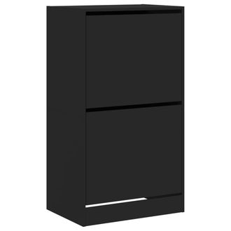 Berkfield Home Shoe Cabinet with 2 Flip-Drawers Black 60x42x108 cm | Size: 60 x 42 x 108 cm