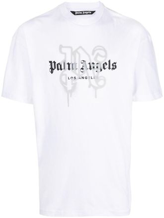 Palm Angels Los Angeles monogram-print T-shirt - men - Cotton - 3XL - White