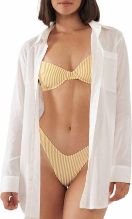 Montce Swim Long Sleeve Button Down Shirt In Cream