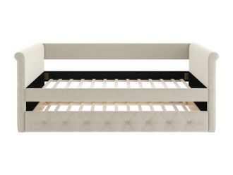 VENTE-UNIQUE.COM Cama nido poli&eacute;ster beige 90 x 190 cm