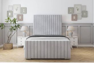 Sloomy Madison Naples Frame-Mattress - 50 Upholstered Headboard in Silver | Size: King