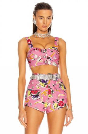 Alessandra Rich Silk Blend Knit Top In Pink