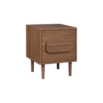 Sweeek Mesita de noche vintage efecto madera con 2 cajones, nogal