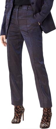 Diane Von Fürstenberg blue metallic jacquard straight pants Size XXS