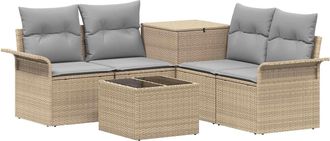 vidaXL Juego De Sof&aacute; 6 Uds. 4-n&uacute;mero De Plazas Beige Y Gris Claro Vidaxl