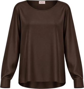 Marella Emmcursore Blouse - Dames - Blouses - Bruin - M - Satijn - Overhemden