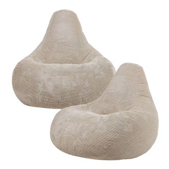 Icon Brand Dalton Cord Adult Bean Bag Chair, Set of 2 in Natural