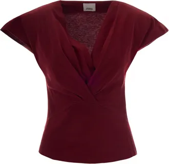 Isabel Marant Draped Fitted Top with Deep V-Neckline and Removable Straps