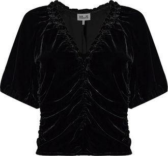 Baum Und Pferdgarten Fluwelen Top Melline - Dames - Blouses - Zwart - XS - Leer - Overhemden