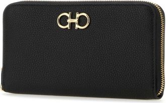 Ferragamo Womens Black Leather Wallet Nero Portafogli