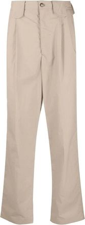 Nanushka Cropped Trousers, male, Gray, M, High-Rise Pleated Trousers with Oversized Belt