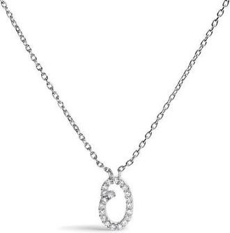 House of Brilliance 10K Gold Diamond Accent A-Z Initial Script Style Pendant Necklace in White | O at Nordstrom