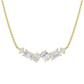 Diamond2Deal 18k Vermeil Plated Silver 3 Ct Multi Shape Lab Grown Diamond Pendant Necklace 18
