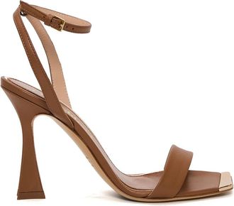 Ninalilou Leren sandaal met 90mm hak - Dames - Sandalen met hakken - Bruin - 35 EU - Schoenen