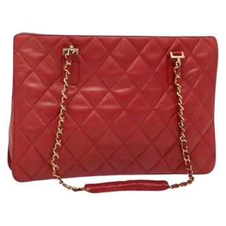 Chanel Pre-owned Tote Bags, female, Red, Size: ONE SIZE Pre-owned Vintage Leather Tote Bag