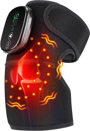 No Brand Masajeador De Rodilla Con Calor Y Luz Roja, Rodillera Vibratoria Inal&aacute;mbrica, Color Negro Oscuro